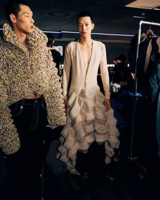 Backstage at F/W25 Romantic Sharpness (Show in Milan)